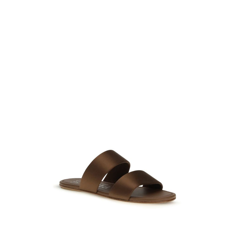 Pedro García Sandales Plates en Soie Marron - Élégance et Confort