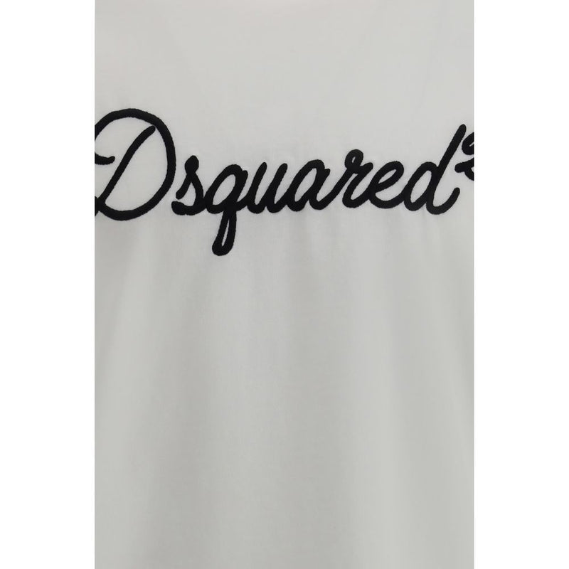 Dsquared² White Cotton T-Shirt - Oversized Fit with Logo