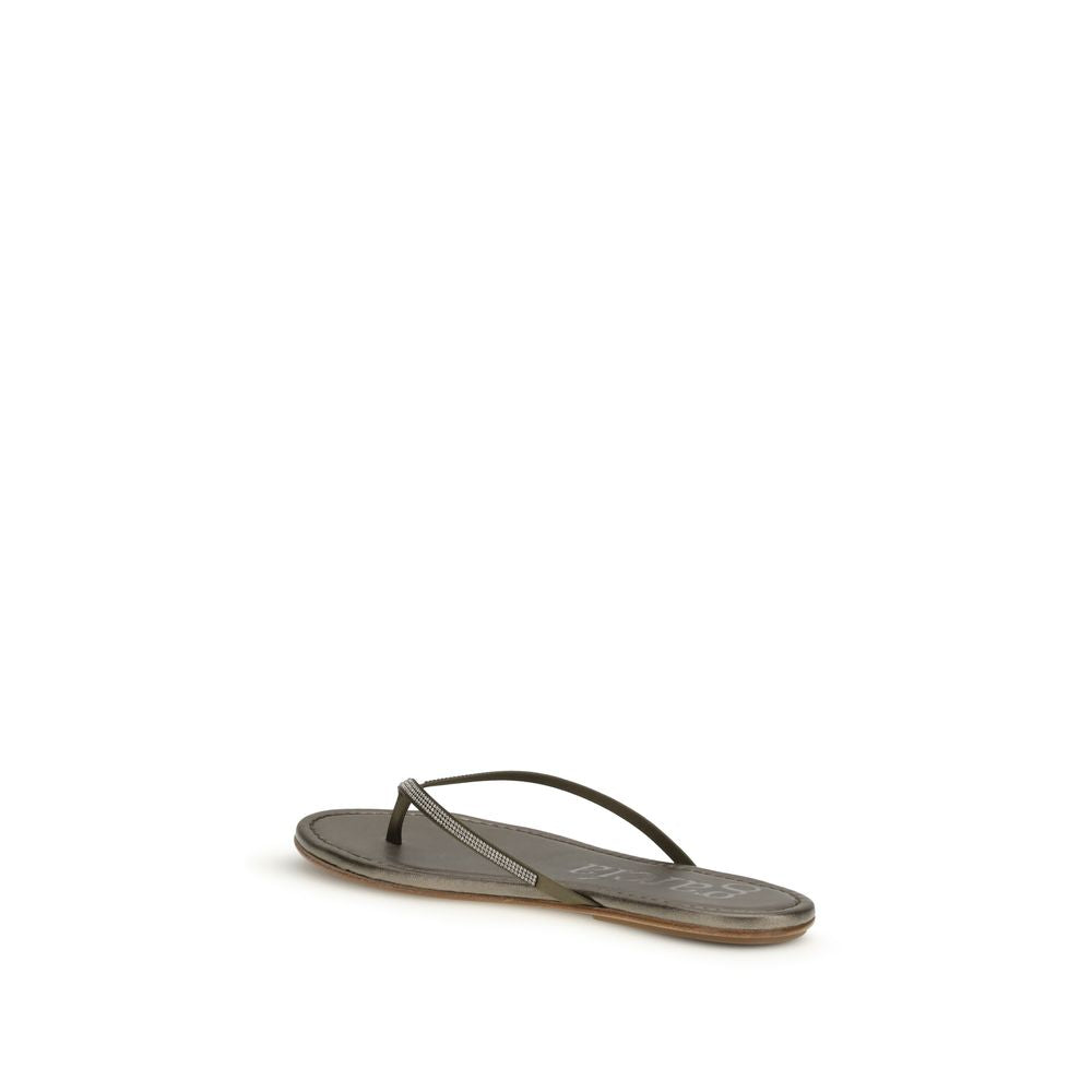 Pedro García Green Crystals Flat Sandals - Élégance et Confort