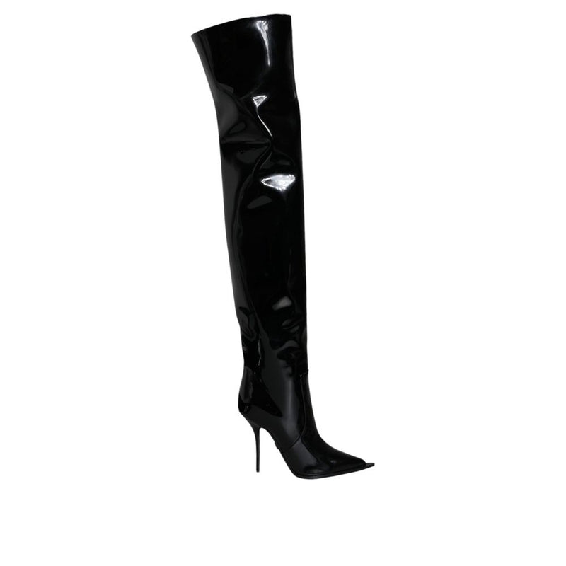 Dolce & Gabbana Bottes en Cuir Noir Au-Delà Du Genou