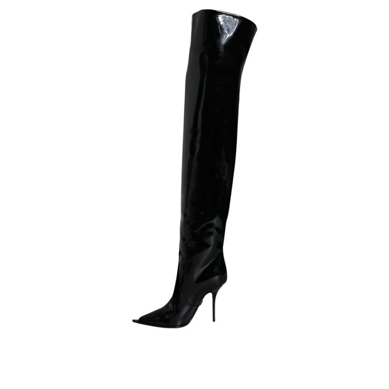 Dolce & Gabbana Bottes en Cuir Noir Au-Delà Du Genou