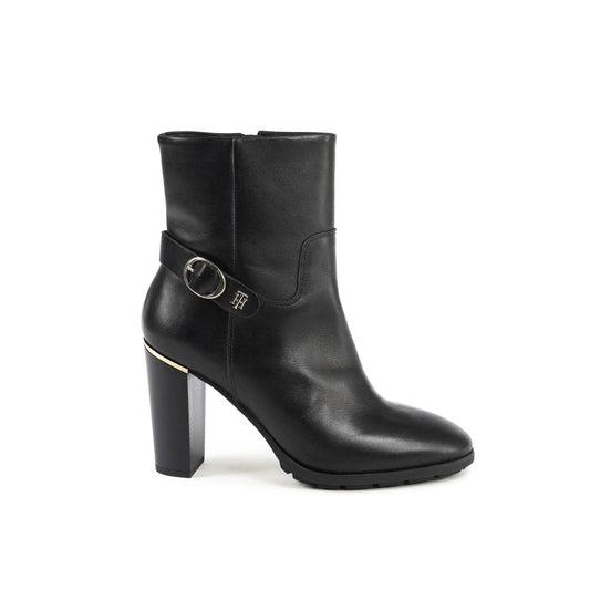 Tommy Hilfiger Black Leather Ankle Boots - FW0FW06768BDS