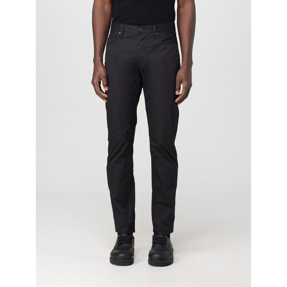 Pantalon décontracté en coton noir Emporio Armani