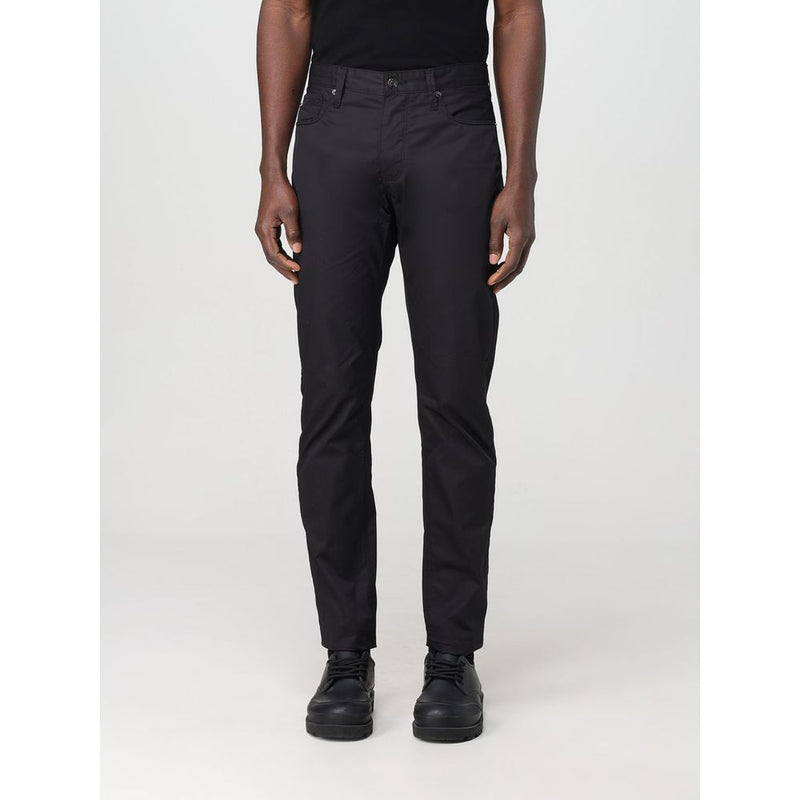 Pantalon décontracté en coton noir Emporio Armani