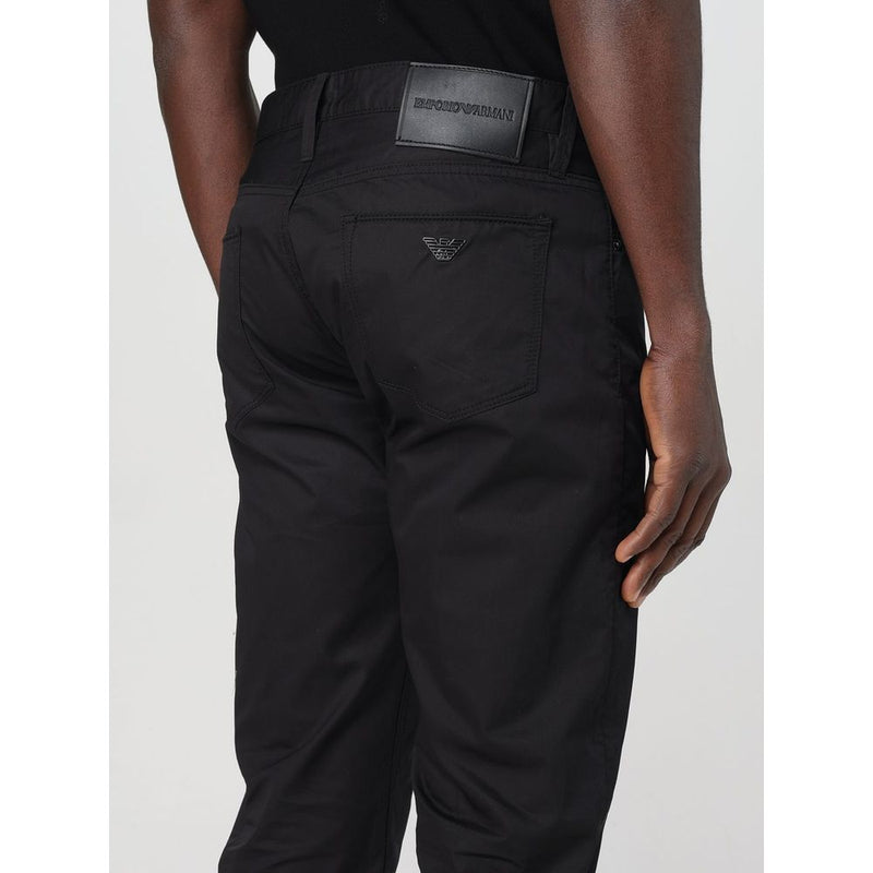 Pantalon décontracté en coton noir Emporio Armani
