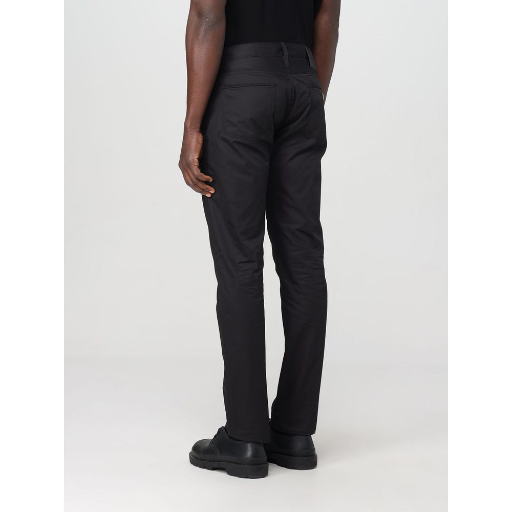 Pantalon décontracté en coton noir Emporio Armani