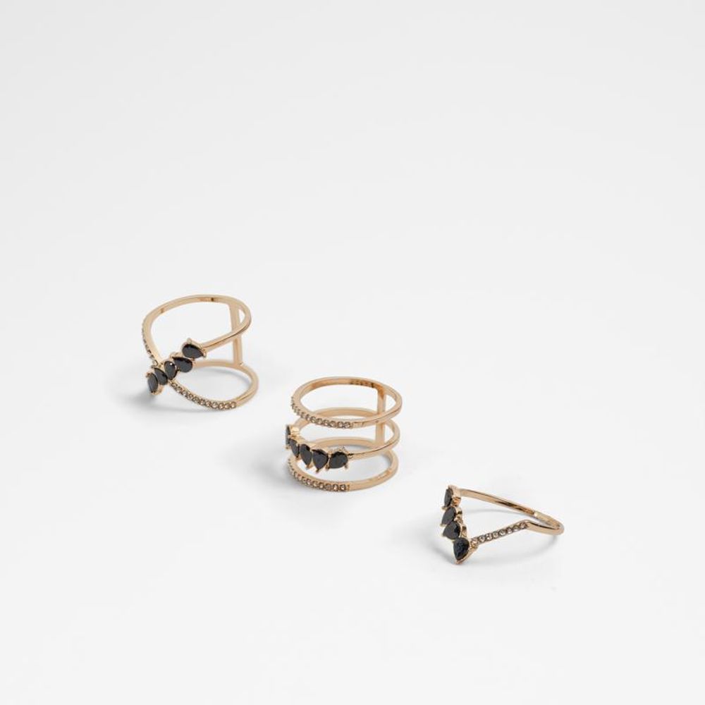 ALDO Multicolor Elastane Ring - Elegant Black and Gold Design
