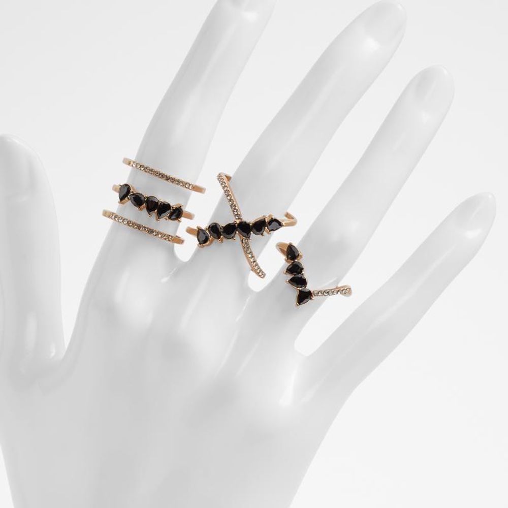ALDO Multicolor Elastane Ring - Elegant Black and Gold Design