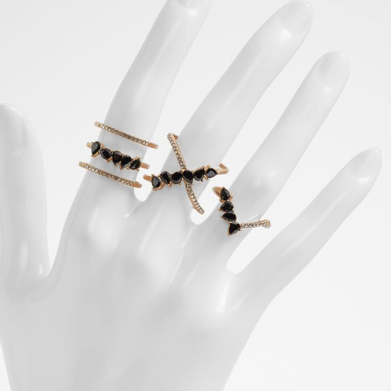 ALDO Multicolor Elastane Ring - Élégante Design Noir et Or