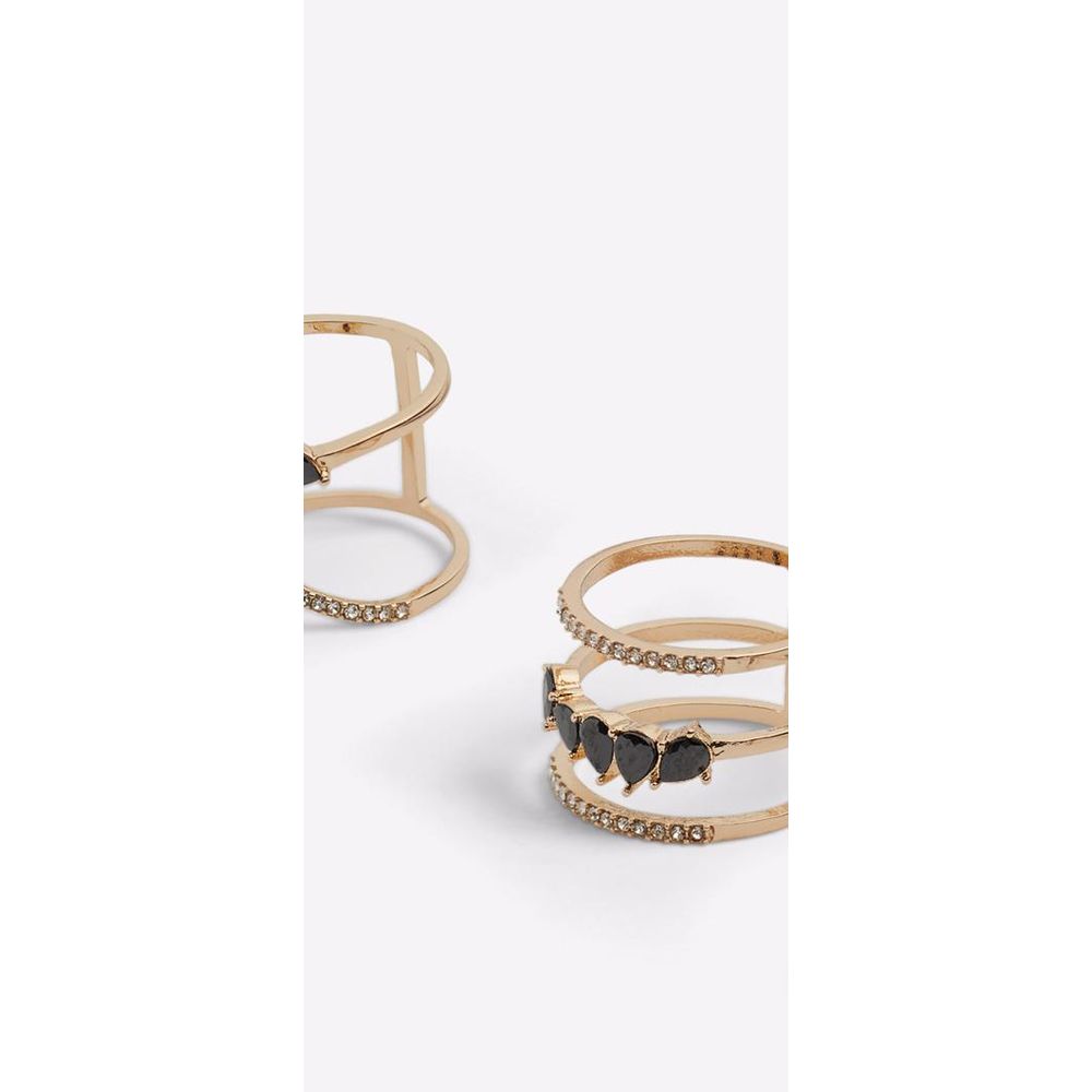 ALDO Multicolor Elastane Ring - Elegant Black and Gold Design