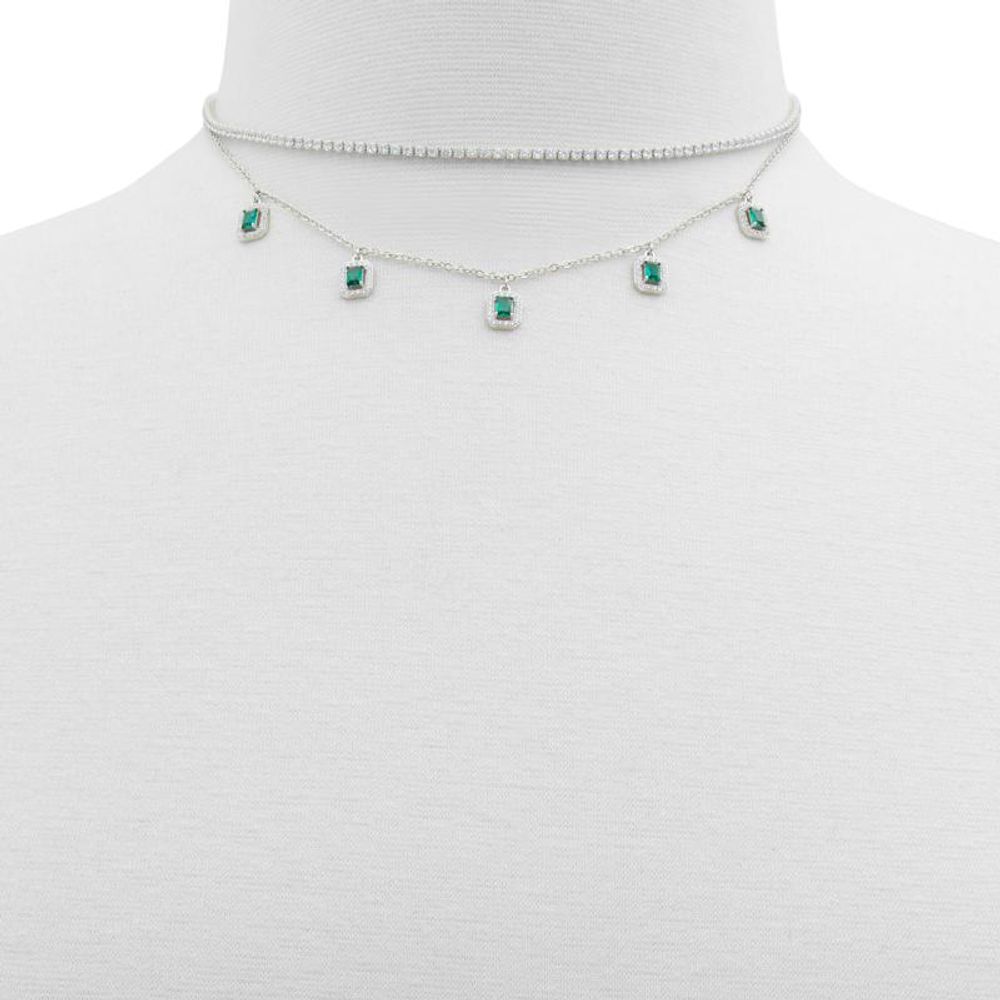 ALDO Green Elastane Necklace - Elegant Dark Green Design