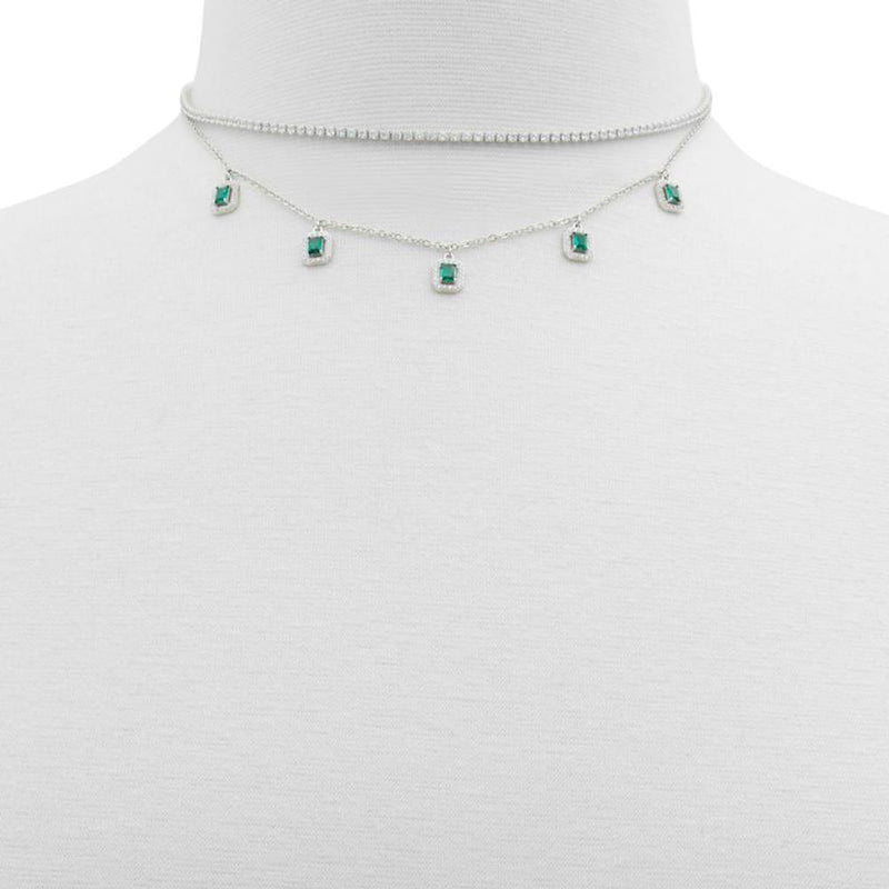 ALDO Green Elastane Necklace - Elegant Dark Green Design