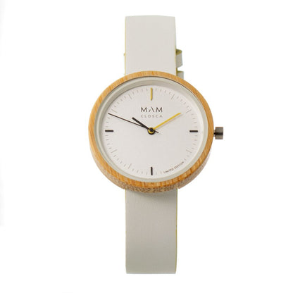 MAM White Leather Dress Watch