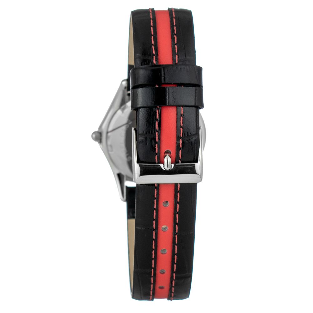 JUSTINA Black Leather Sport Watch