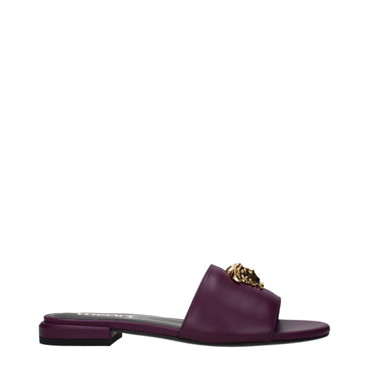 Pantoufles en cuir violet Versace