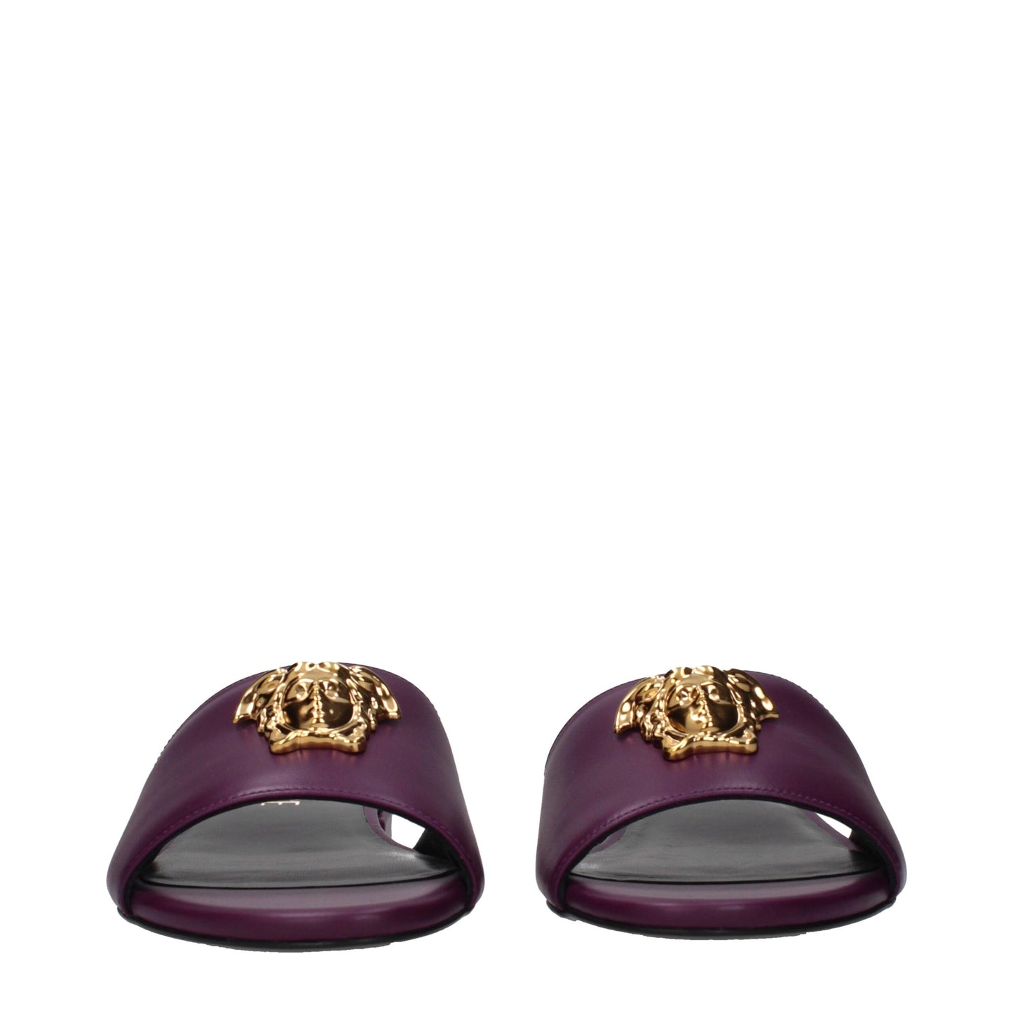 Pantoufles en cuir violet Versace