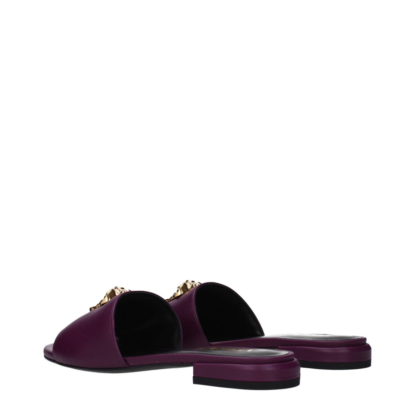 Pantoufles en cuir violet Versace