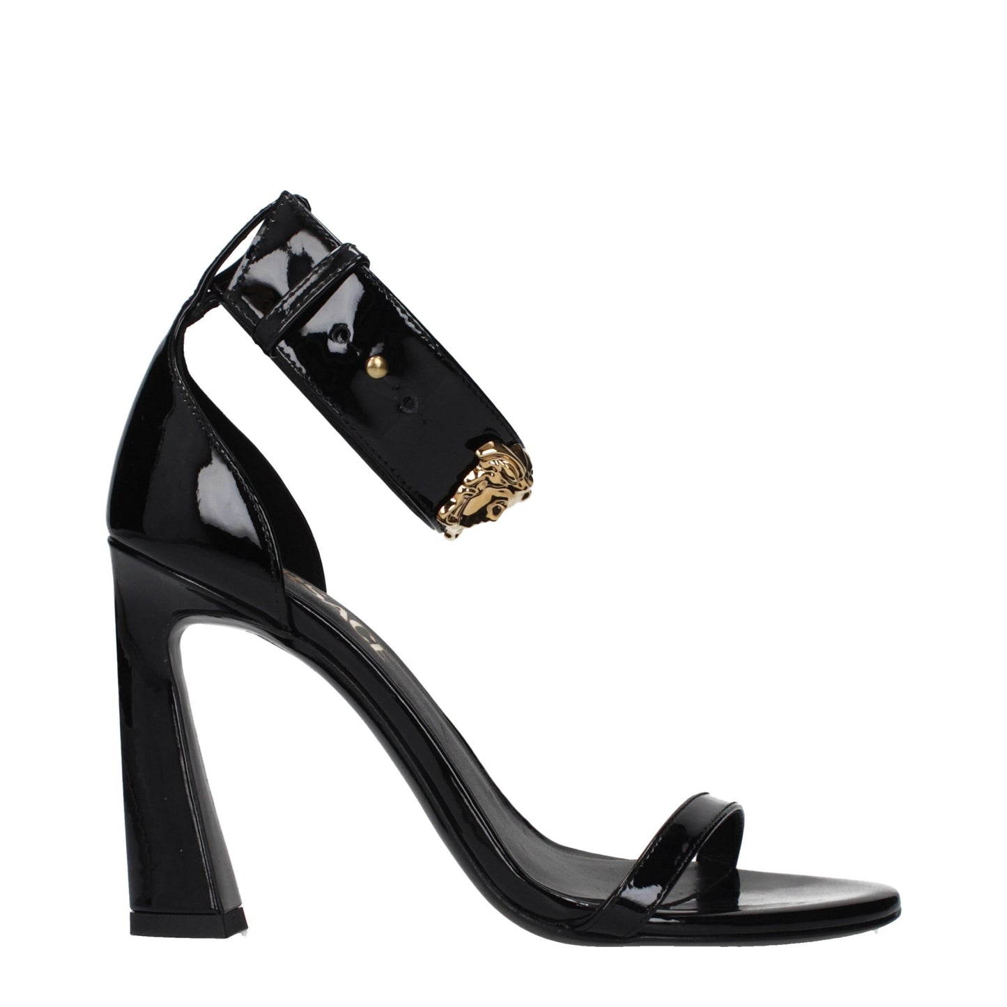Sandales Versace en cuir noir à talons aiguilles