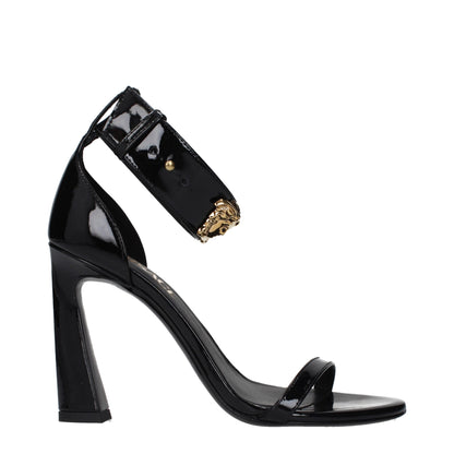 Sandales Versace en cuir noir à talons aiguilles