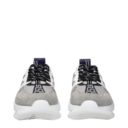 Versace Gray Leather Athletic Sneakers