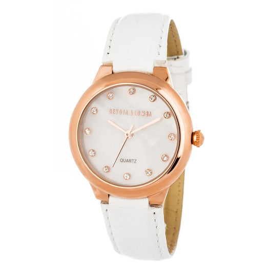 DEVOTA & LOMBA White Leather Dress Watch for Women