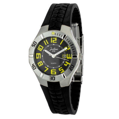 JUSTINA Black Rubber Sport Watch