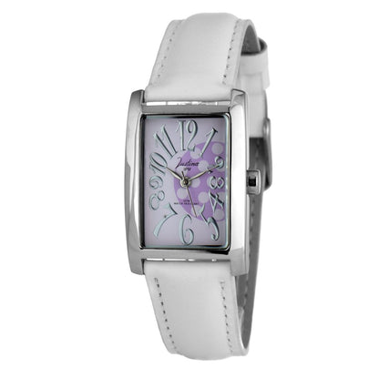 JUSTINA White Leather Dress Watch