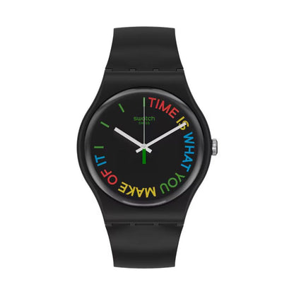 SWATCH Black Plastic Dress Watch