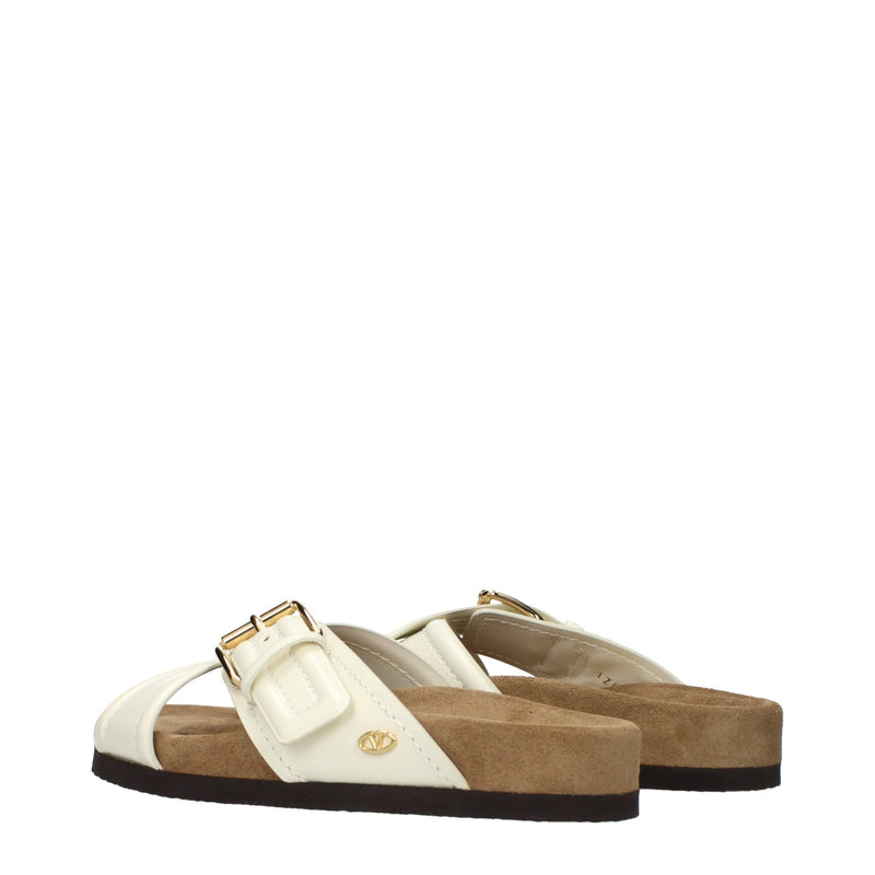 Valentino Garavani Beige Leather Slippers for Women