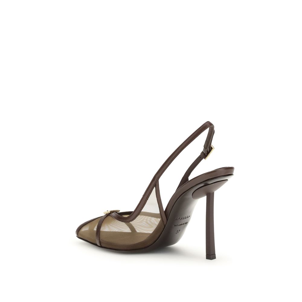 LE SILLA Vittoria Brown Nylon Platform Pumps
