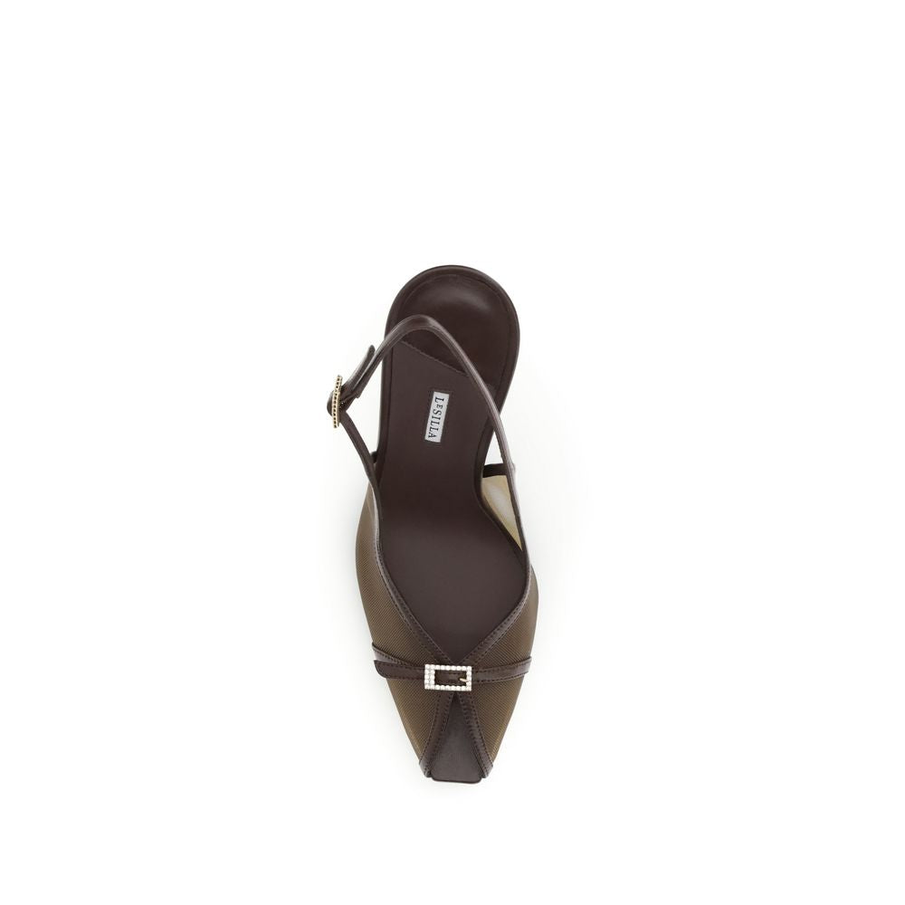 LE SILLA Vittoria Brown Nylon Platform Pumps