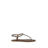 RENE CAOVILLA Diana Brown Satin Flat Sandals with Crystals