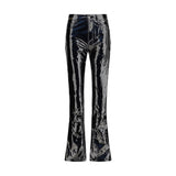 Fiorucci Black Polyethylene Casual Pants - Modern Straight Fit