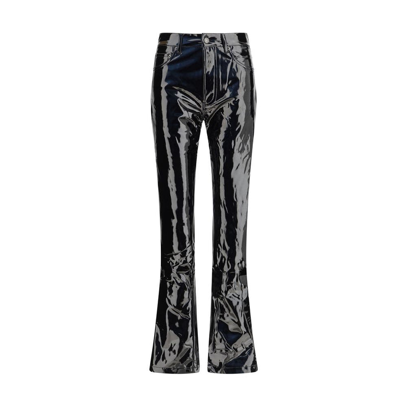 Fiorucci Black Polyethylene Casual Pants - Modern Straight Fit
