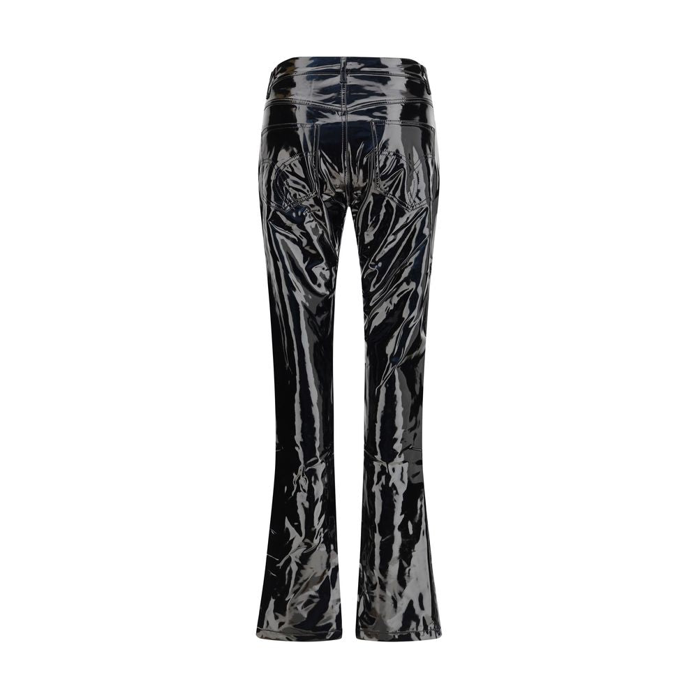 Fiorucci Black Polyethylene Casual Pants - Modern Straight Fit