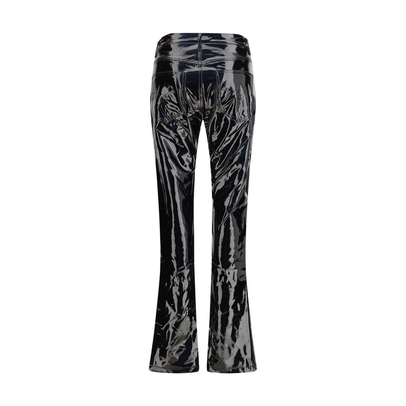 Fiorucci Black Polyethylene Casual Pants - Modern Straight Fit