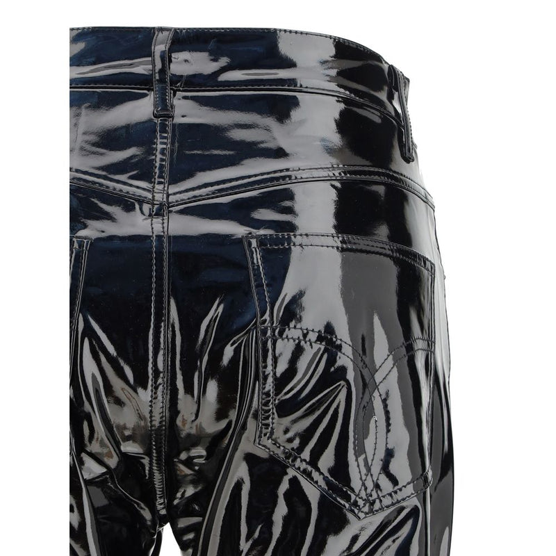 Fiorucci Black Polyethylene Casual Pants - Modern Straight Fit
