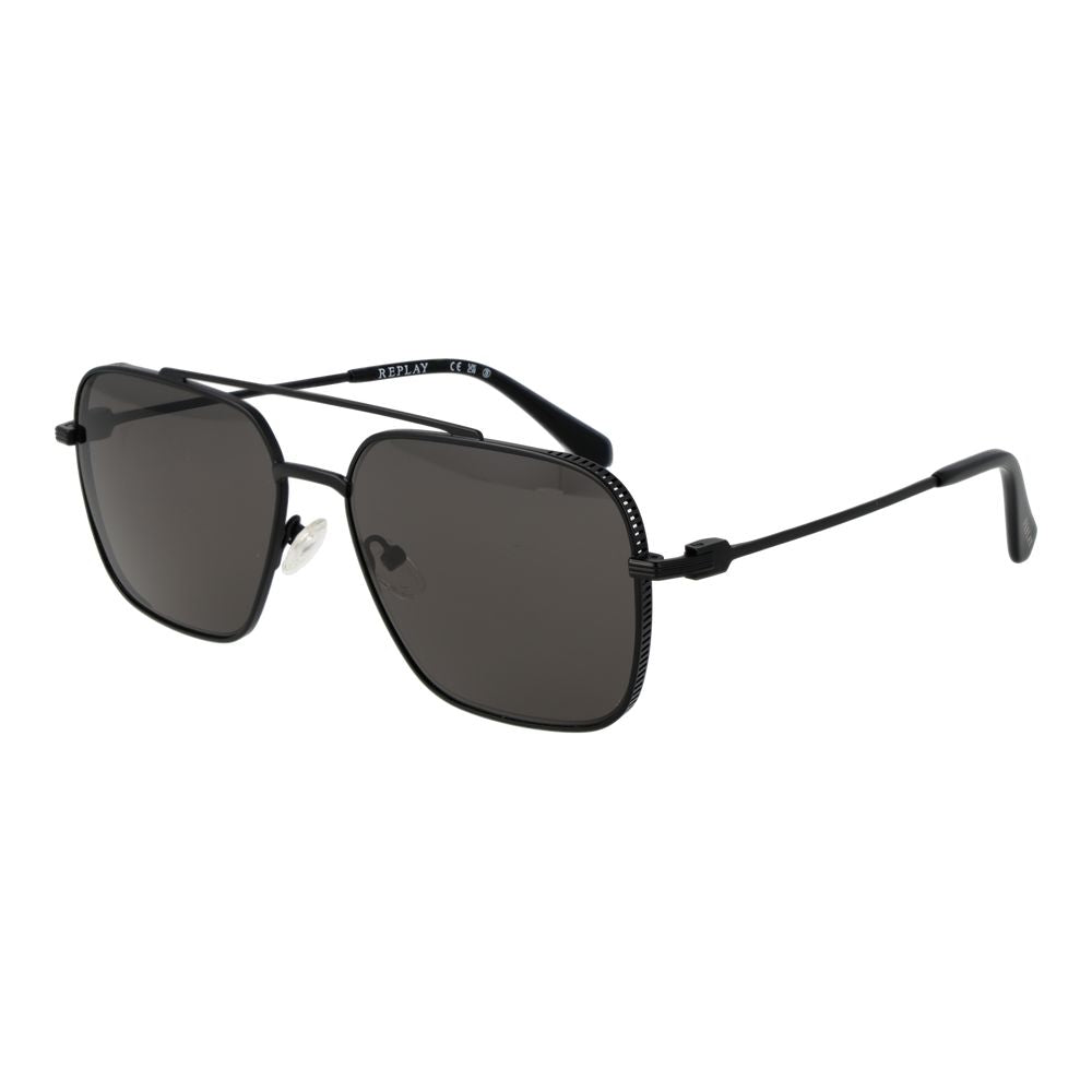 Replay Black Metal Aviator Sunglasses