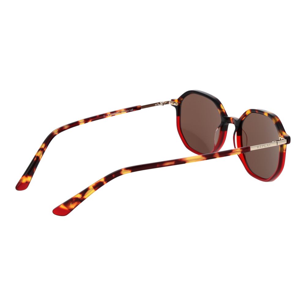 Replay Brown Plastic Sunglasses - Unisex Panto Style