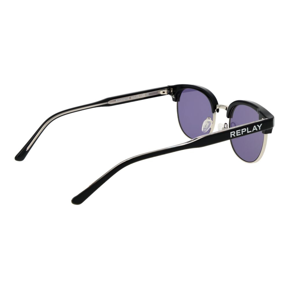 Replay Black Metal Sunglasses - Stylish Browline Design