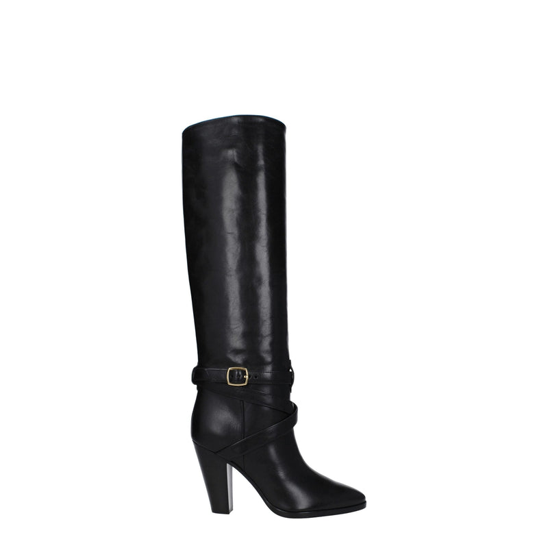 Celine Black Leather High Heel Boots - Elegant & Stylish