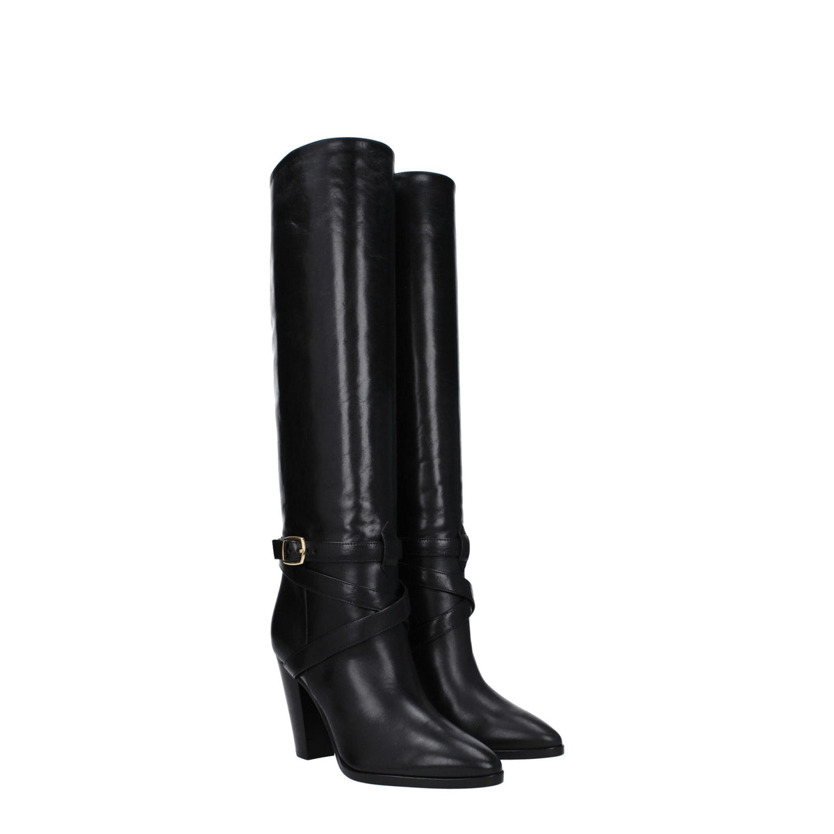 Celine Black Leather High Heel Boots - Elegant & Stylish