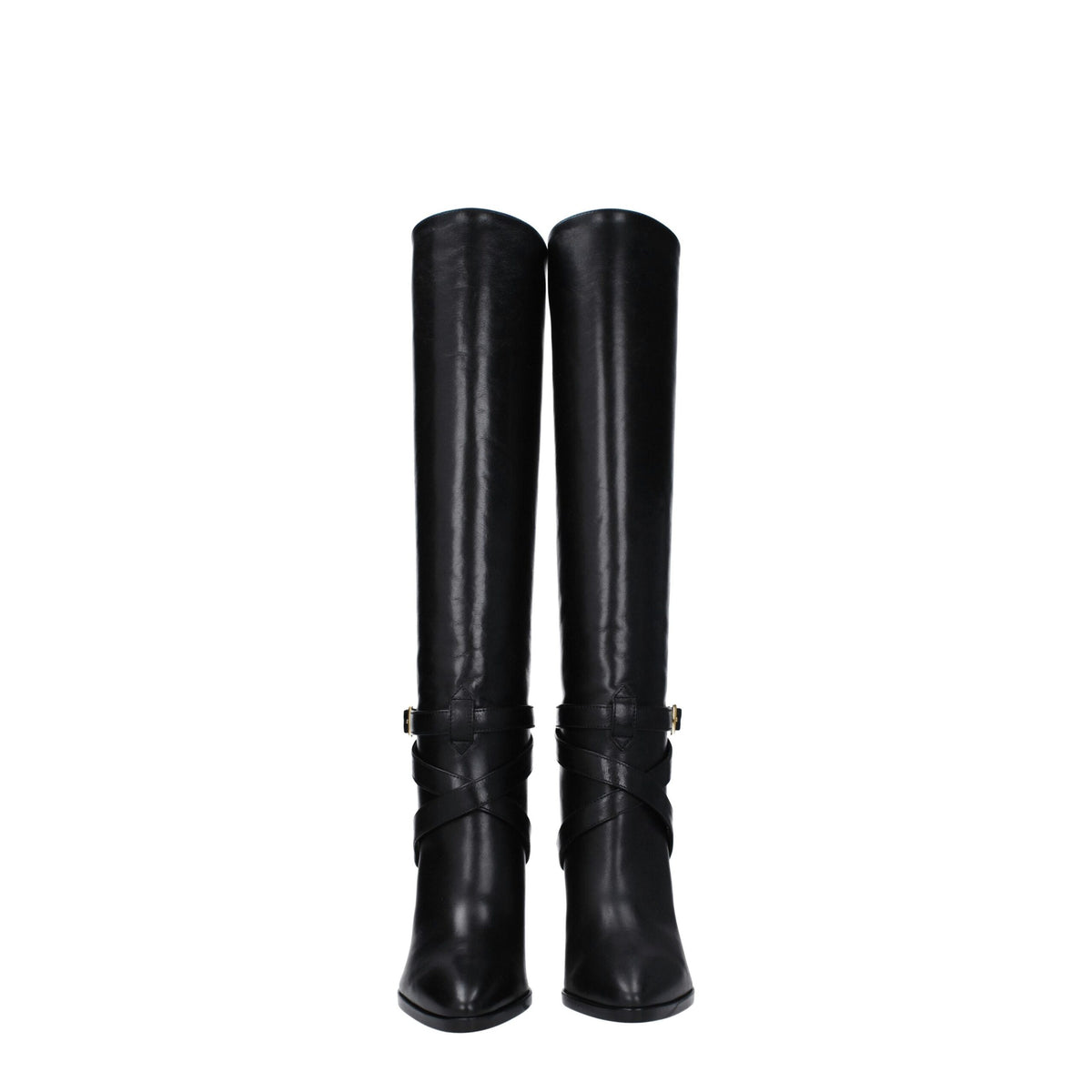 Celine Black Leather High Heel Boots - Elegant & Stylish