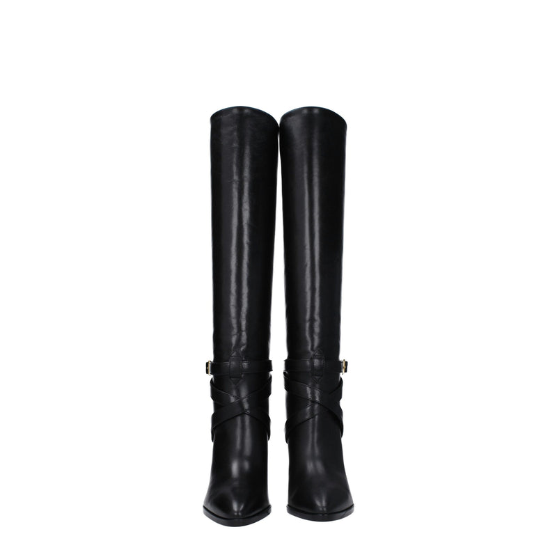 Celine Black Leather High Heel Boots - Elegant & Stylish
