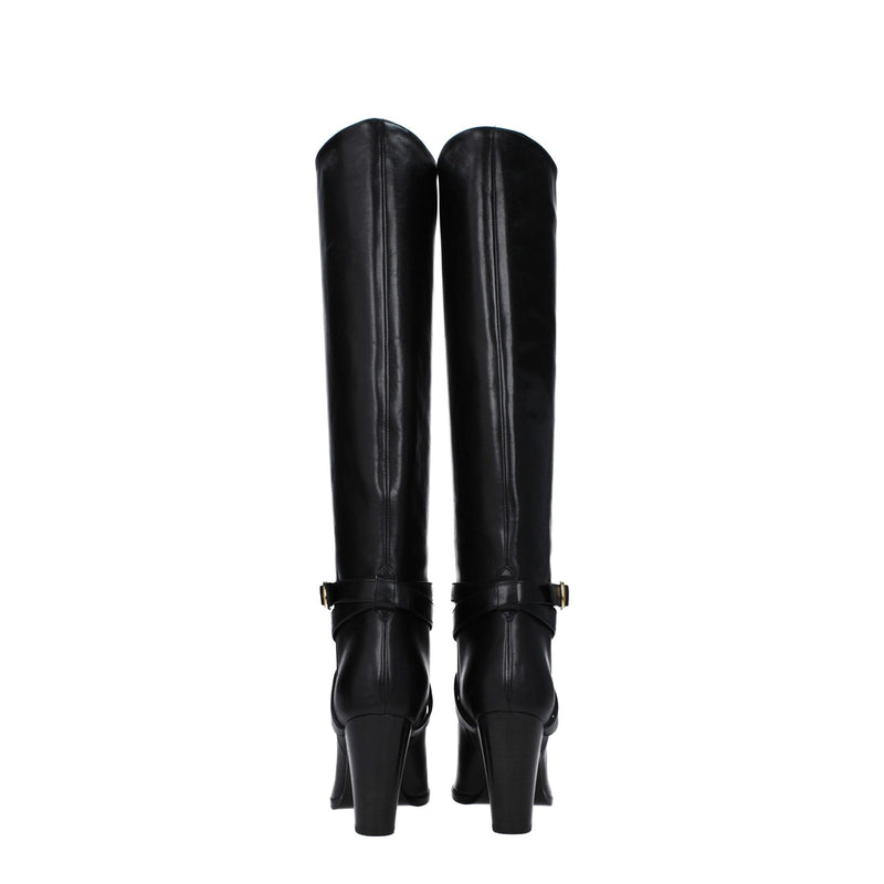 Celine Black Leather High Heel Boots - Elegant & Stylish