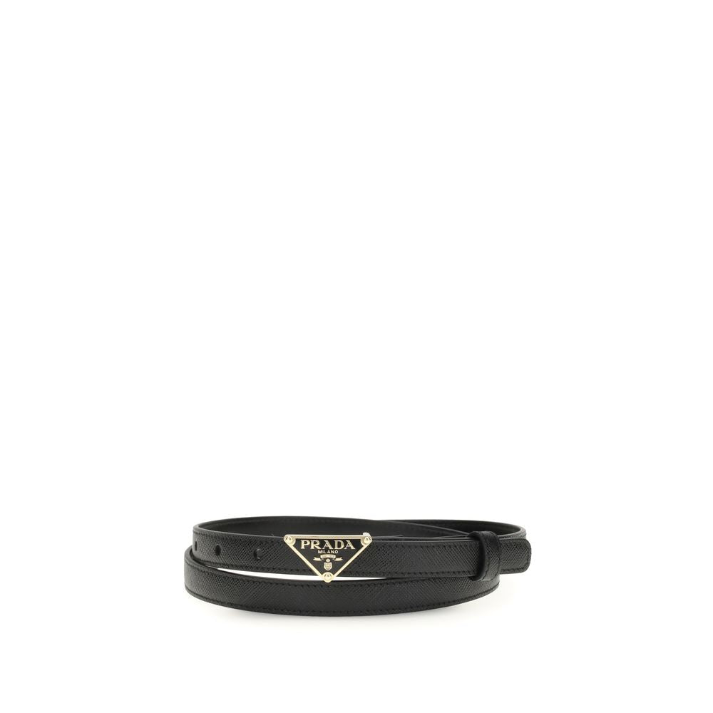 Ceinture fine Prada Bos Taurus en cuir de veau noir