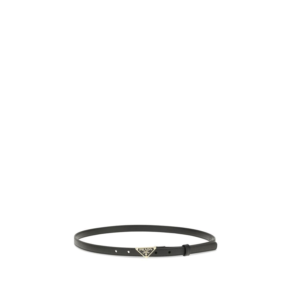 Ceinture fine Prada Bos Taurus en cuir de veau noir