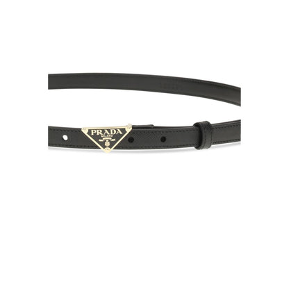 Ceinture fine Prada Bos Taurus en cuir de veau noir