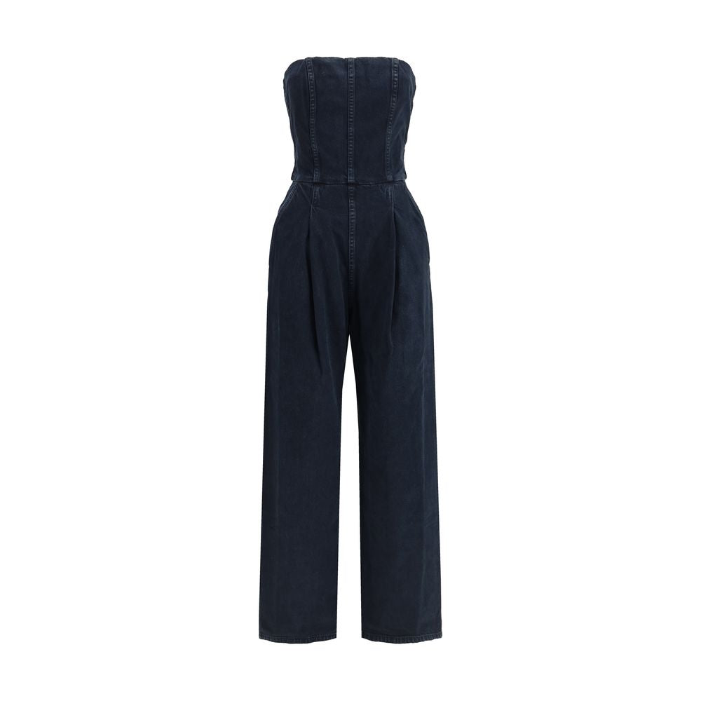 Combinaison en coton bleu doré