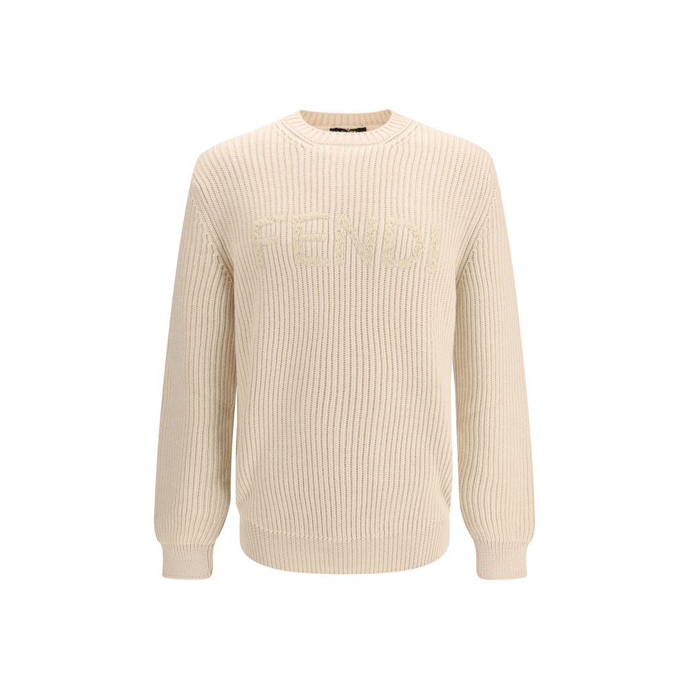 Sweat-shirt en laine polaire beige Fendi